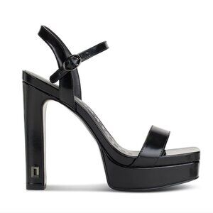 KARL LAGERFELD PARIS Women's "Jaina" Black Ankle-Strap Platform Sandals Size 8.5